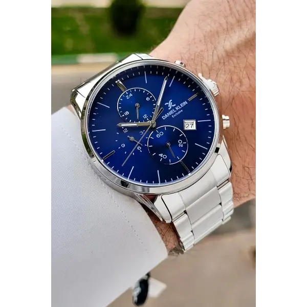 Kadranı Lacivert Kordonu Gümüş Renk 42 Mm Erkek Kol Saati