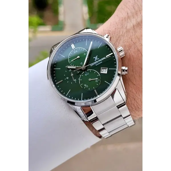 Kadranı Yeşil Kordonu Gümüş Renk 42 Mm Erkek Kol Saati