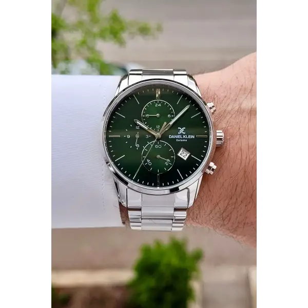 Kadranı Yeşil Kordonu Gümüş Renk 42 Mm Erkek Kol Saati