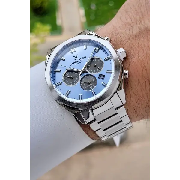 Kadranı Mavi Kordonu Gümüş Renk Iç Göstergeleri Aktif Erkek Kol Saati