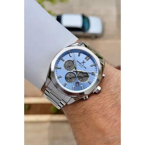 Kadranı Mavi Kordonu Gümüş Renk Iç Göstergeleri Aktif Erkek Kol Saati