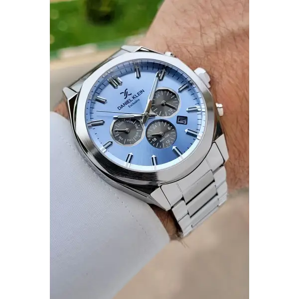 Kadranı Mavi Kordonu Gümüş Renk Iç Göstergeleri Aktif Erkek Kol Saati