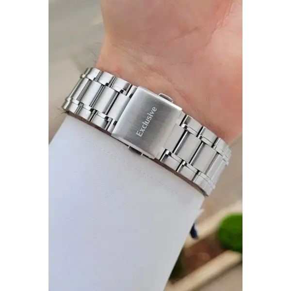 Gümüş Füme Yeşil Renk Iç Göstergeleri Aktif Erkek Kol Saati