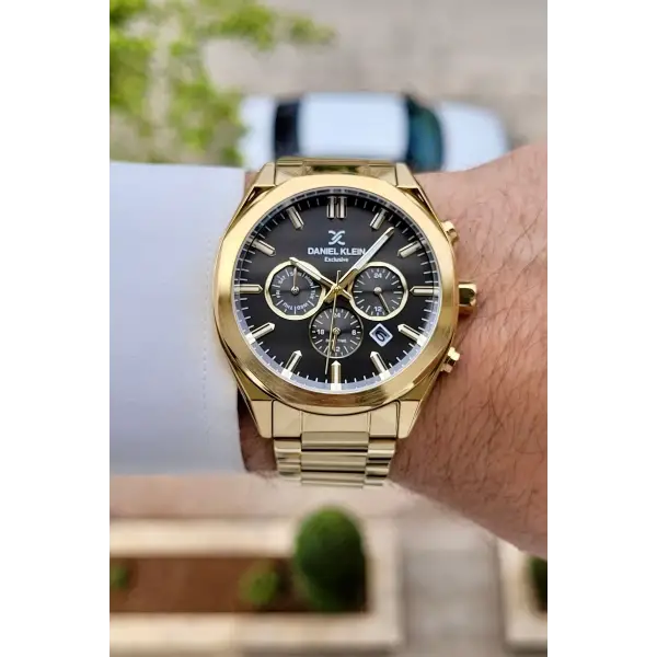 Kadranı Siyah Kordonu Gold Renk Iç Göstergeleri Aktif Erkek Kol Saati