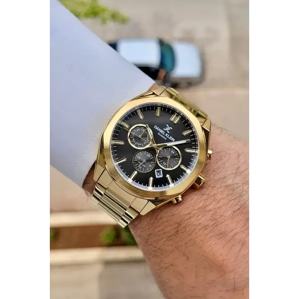 Kadranı Siyah Kordonu Gold Renk Iç Göstergeleri Aktif Erkek Kol Saati