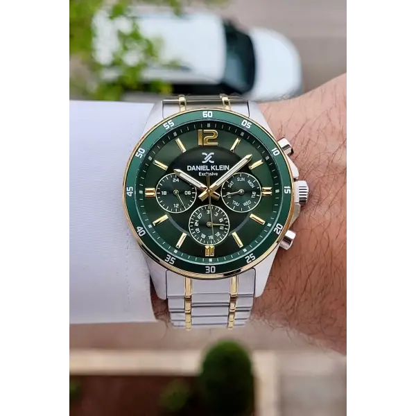 Kadranı Yeşil Kordonu Gold Gümüş Renk Iç Göstergeleri Aktif Erkek Kol Saati