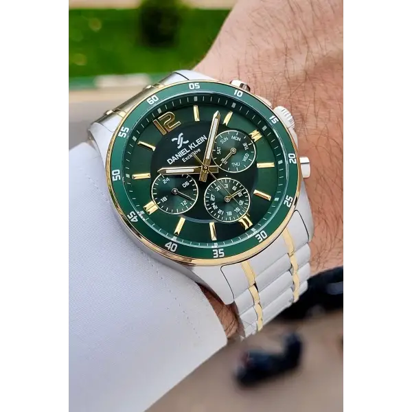 Kadranı Yeşil Kordonu Gold Gümüş Renk Iç Göstergeleri Aktif Erkek Kol Saati