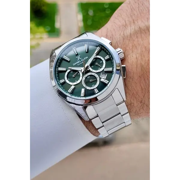 Kadranı Yeşil Kordonu Gümüş Renk Iç Göstergeleri Aktif Erkek Kol Saati