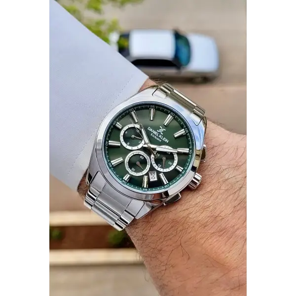 Kadranı Yeşil Kordonu Gümüş Renk Iç Göstergeleri Aktif Erkek Kol Saati