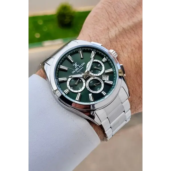 Kadranı Yeşil Kordonu Gümüş Renk Iç Göstergeleri Aktif Erkek Kol Saati