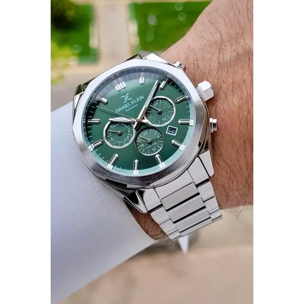 Kadranı Yeşil Kordonu Gümüş Renk Iç Göstergeleri Aktif Erkek Kol Saati