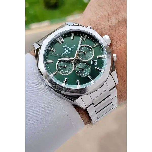 Kadranı Yeşil Kordonu Gümüş Renk Iç Göstergeleri Aktif Erkek Kol Saati