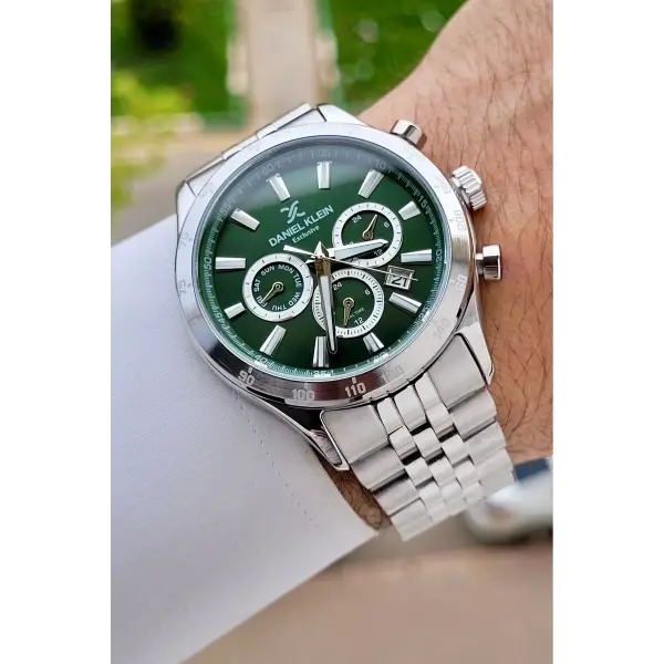 Kadranı Yeşil Kordonu Gümüş Renk Iç Göstergeleri Aktif Erkek Kol Saati