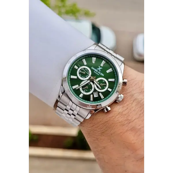 Kadranı Yeşil Kordonu Gümüş Renk Iç Göstergeleri Aktif Erkek Kol Saati