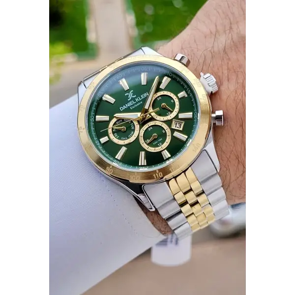 Kadranı Yeşil Kordonu Gold Gümüş Renk Iç Göstergeleri Aktif Erkek Kol Saati