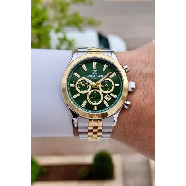 Kadranı Yeşil Kordonu Gold Gümüş Renk Iç Göstergeleri Aktif Erkek Kol Saati