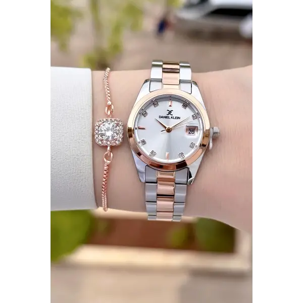 Rose Gümüş Renk 28 Mm Kadın Kol Saati Ve Bileklik