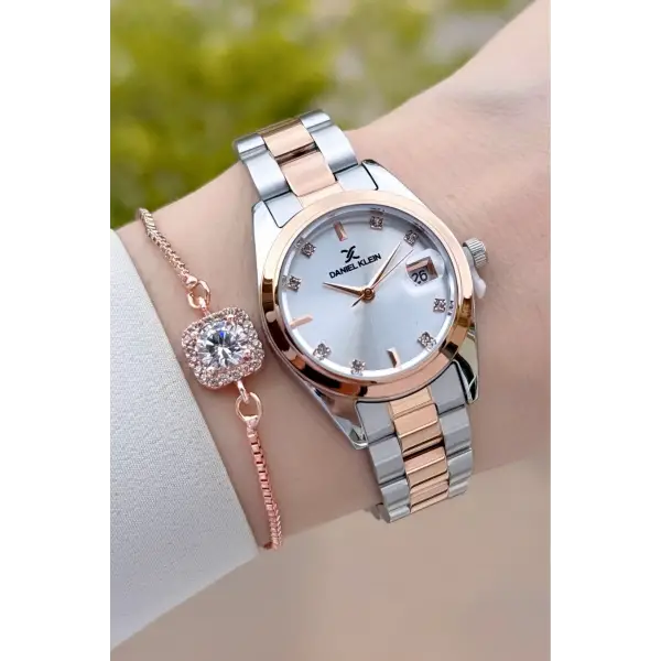 Rose Gümüş Renk 28 Mm Kadın Kol Saati Ve Bileklik