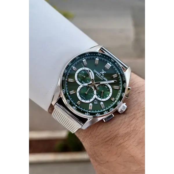 Kadranı Yeşil Kordonu Gümüş Renk İç Göstergeleri Aktif Erkek Kol Saati