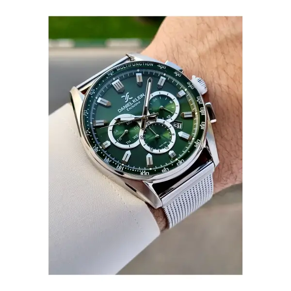 Kadranı Yeşil Kordonu Gümüş Renk İç Göstergeleri Aktif Erkek Kol Saati