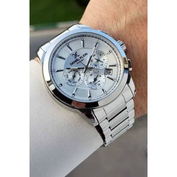 Gümüş Renk İç Göstergeleri Aktif Erkek Kol Saati