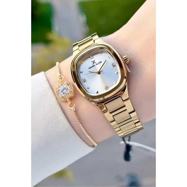 Gold Renk Kadın Kol Saati ve Bileklik