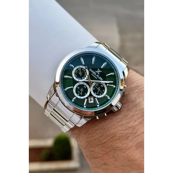 Kadranı Yeşil Kordonu Gümüş Renk İç Göstergeleri Aktif Erkek Kol Saati