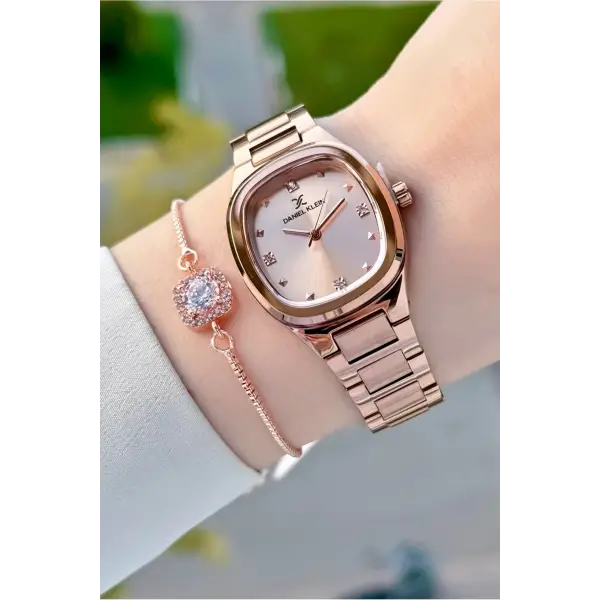 Rose Renk Kadın Kol Saati ve Bileklik