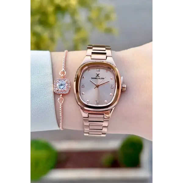 Rose Renk Kadın Kol Saati ve Bileklik