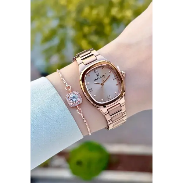 Rose Renk Kadın Kol Saati ve Bileklik