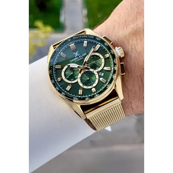 Kadranı Yeşil Kordonu Gold Renk İç Göstergeleri Aktif Erkek Kol Saati