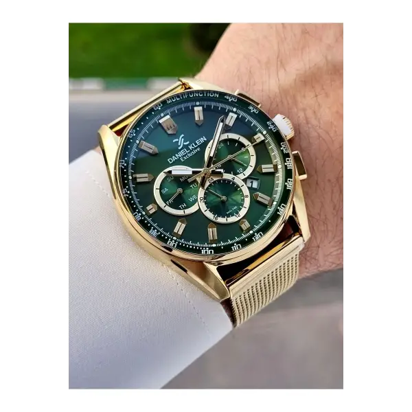 Kadranı Yeşil Kordonu Gold Renk İç Göstergeleri Aktif Erkek Kol Saati