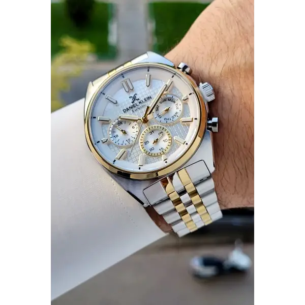 Gold Gümüş Renk İç Göstergeleri Aktif Erkek Kol Saati