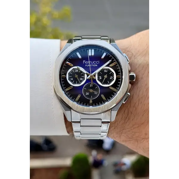 Kadranı Lacivert Kordonu Gümüş Renk İç Göstergeleri Aktif Erkek Kol Saati