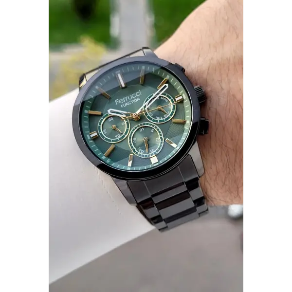 Kadranı Yeşil Kordonu Füme Renk İç Göstergeleri Aktif Erkek Kol Saati