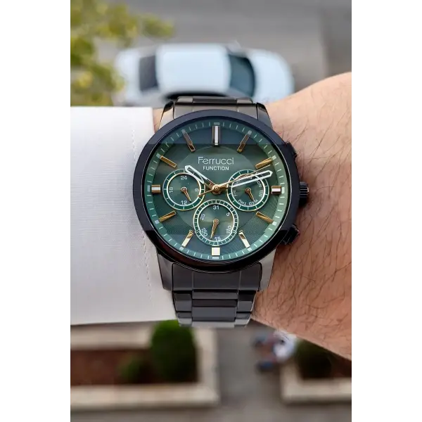 Kadranı Yeşil Kordonu Füme Renk İç Göstergeleri Aktif Erkek Kol Saati