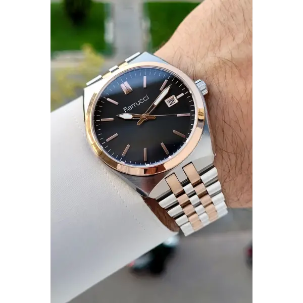 Rose Gümüş Renk 41 Mm Takvimli Erkek Kol Saati