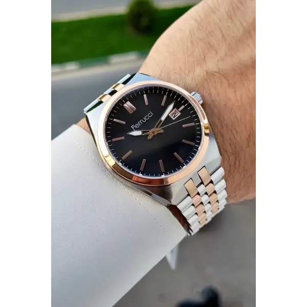 Rose Gümüş Renk 41 Mm Takvimli Erkek Kol Saati