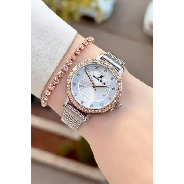 Rose Gümüş Renk Hediye Paketli Kadın Kol Saati Ve Bileklik