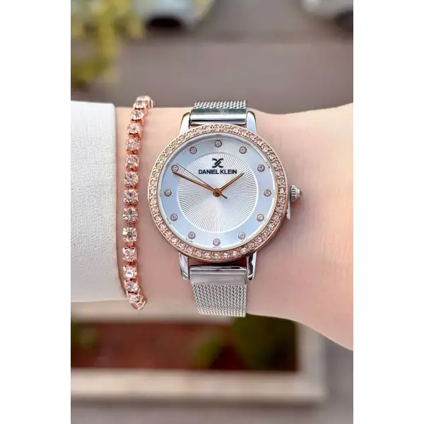 Rose Gümüş Renk Hediye Paketli Kadın Kol Saati Ve Bileklik