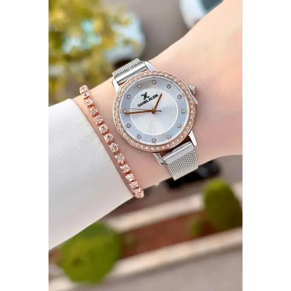 Rose Gümüş Renk Hediye Paketli Kadın Kol Saati Ve Bileklik