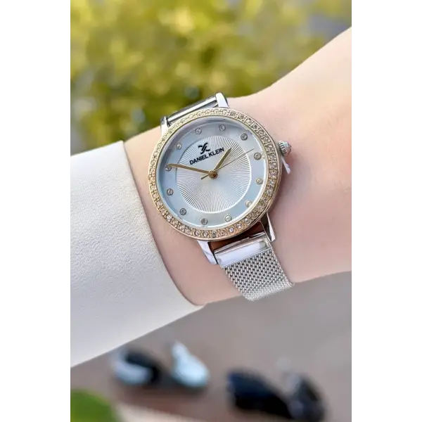 Yeni Model Gold Gümüş Renk Kadın Kol Saati ve Kahverengi Renk Deri Kordon