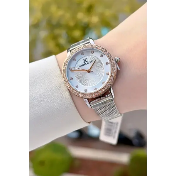 Yeni Model Rose Gümüş Renk Kadın Kol Saati ve Pembe Renk Deri Kordon