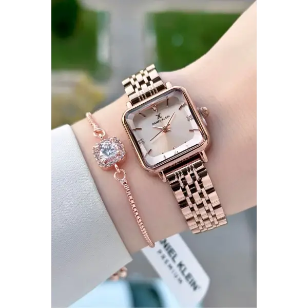 Rose Renk 24 Mm Kadın Kol Saati ve Bileklik
