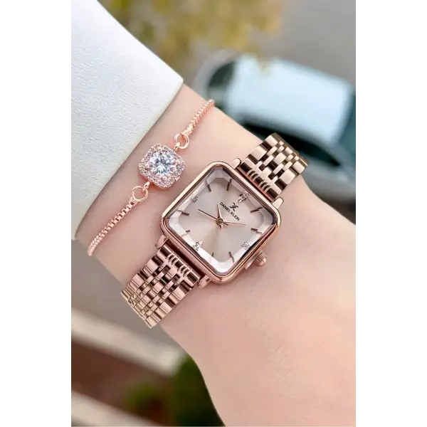 Rose Renk 24 Mm Kadın Kol Saati ve Bileklik