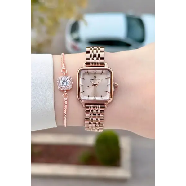 Rose Renk 24 Mm Kadın Kol Saati ve Bileklik