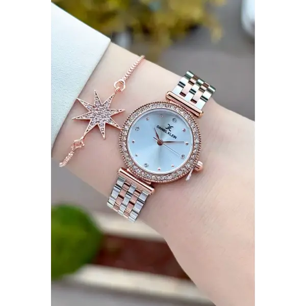 Rose Gümüş Renk 28 Mm Kadın Kol Saati ve Bileklik