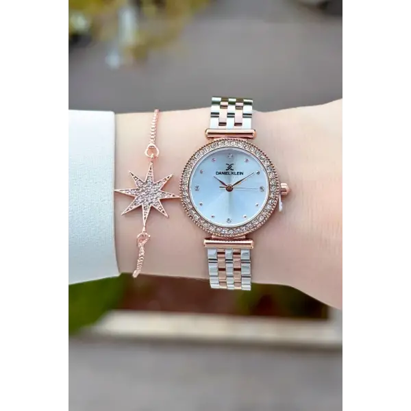 Rose Gümüş Renk 28 Mm Kadın Kol Saati ve Bileklik