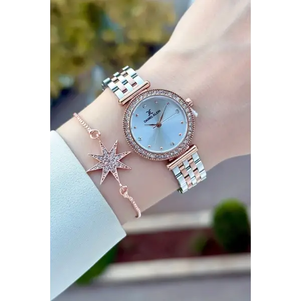 Rose Gümüş Renk 28 Mm Kadın Kol Saati ve Bileklik