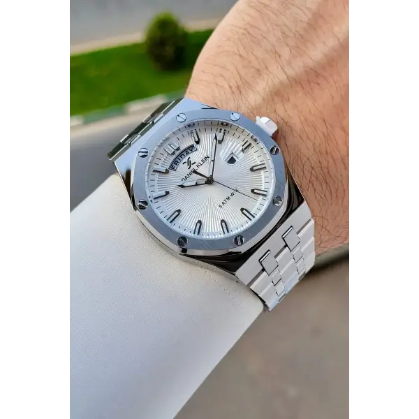 Gümüş Renk İç Göstergeleri Aktif Erkek Kol Saati